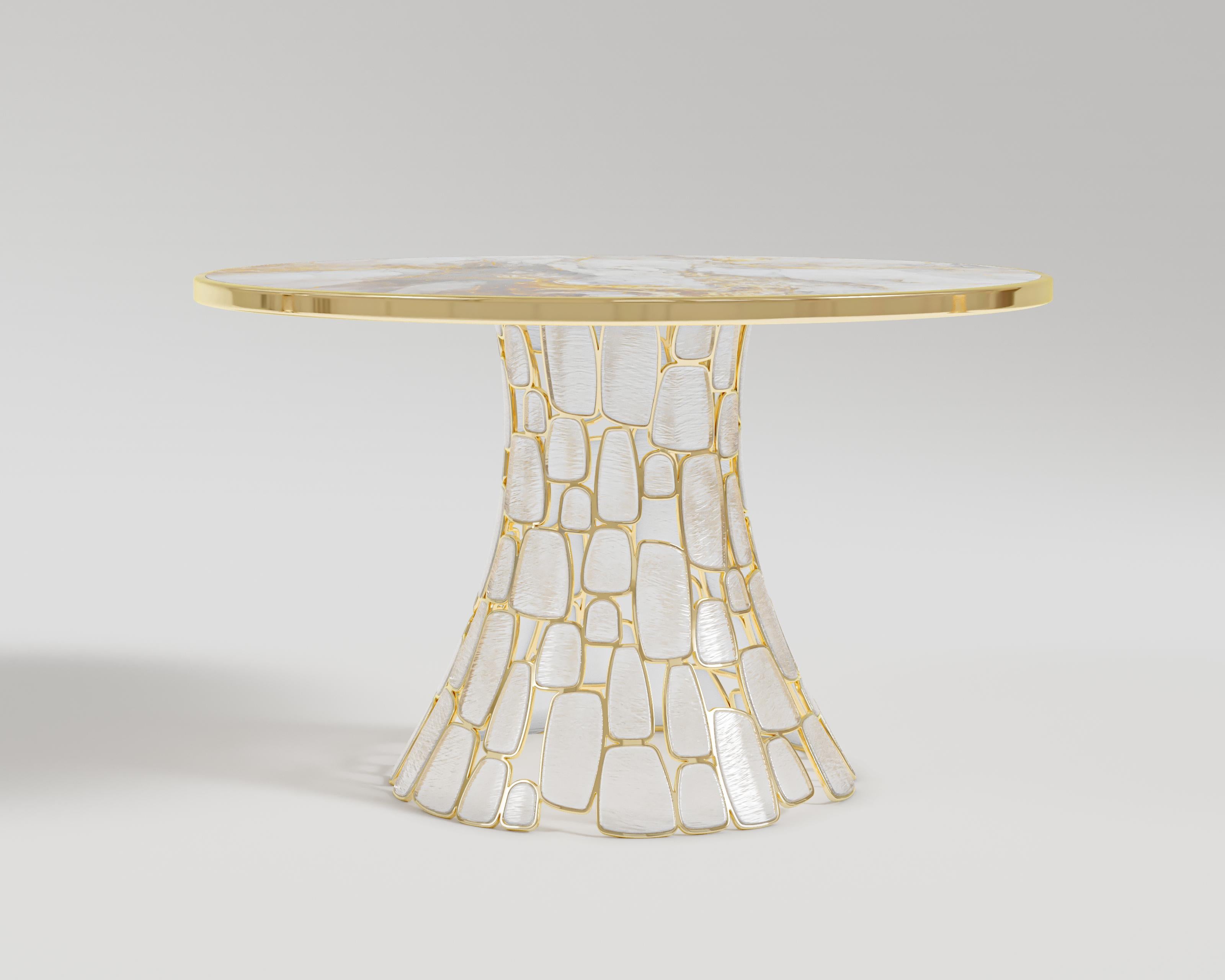 Art déco Console d'entrée émeraude texturée en verre et bronze poli par Palena Furniture en vente