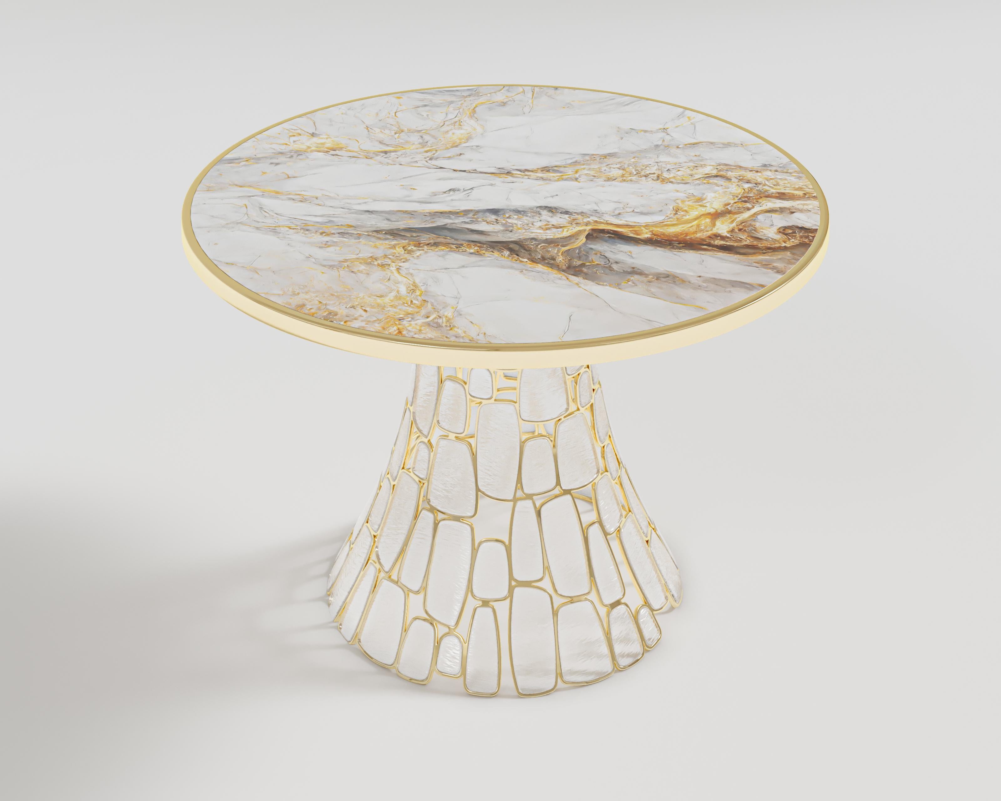 Peint Console d'entrée émeraude texturée en verre et bronze poli par Palena Furniture en vente