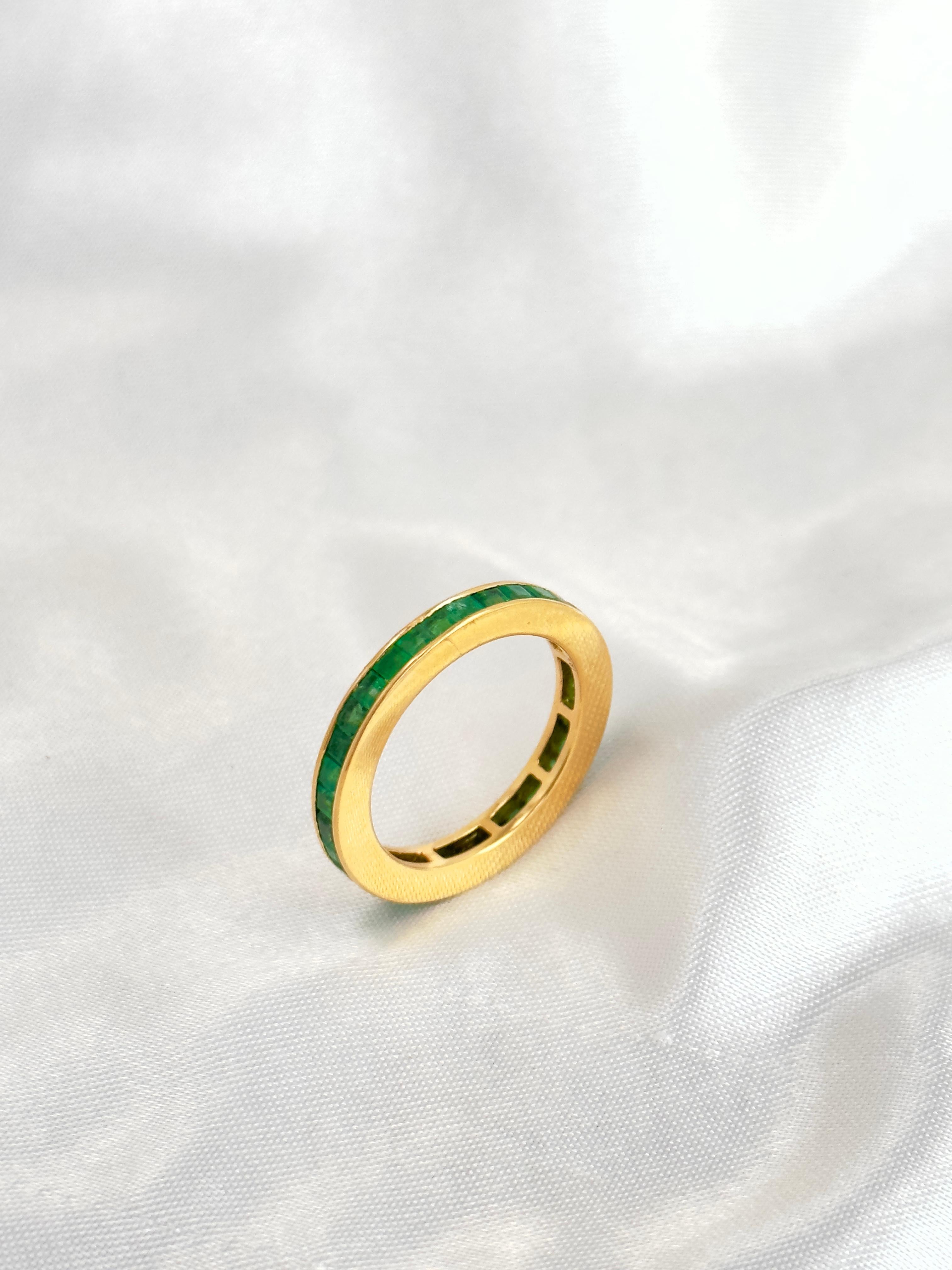 Emerald Eternity Band, Channel Set Solid Gold Ring, May Birthstone Eternity Ring In New Condition For Sale In New York, NY