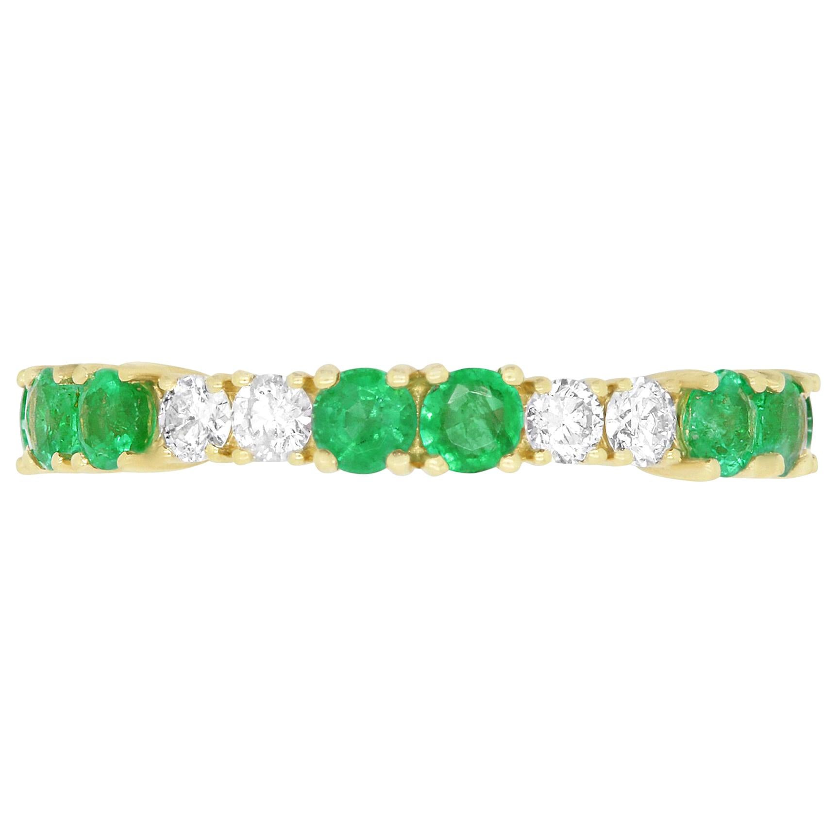 Emerald Eternity Band in Yellow Gold