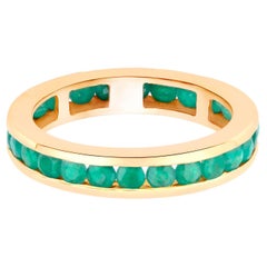 Emerald Eternity Band Ring 1.43 Carats 14K Yellow Gold