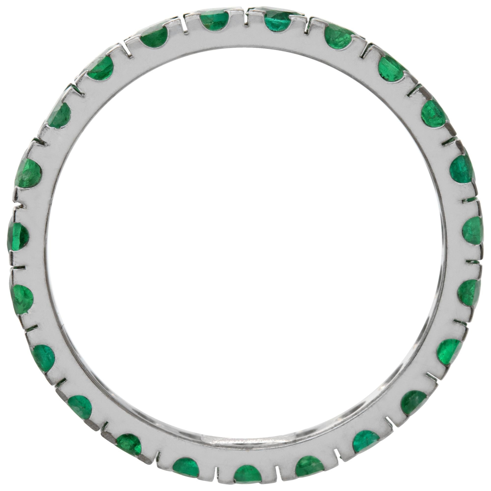Men's Emerald Eternity Band White Gold Ring
