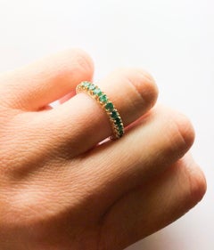 Emerald Eternity Ring 18KT Yellow Gold U Cut