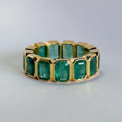 Emerald eternity ring handmade 14KT gold Zambian emeralds