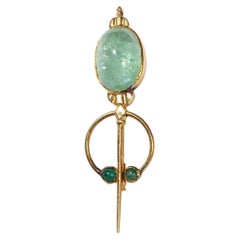 Decorative Green Crystal Emerald Gold Sword Brooch For Sale at 1stDibs