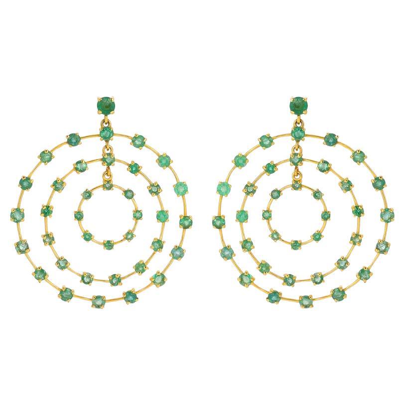 Emerald Filigree Front Facing Hoops  For Sale