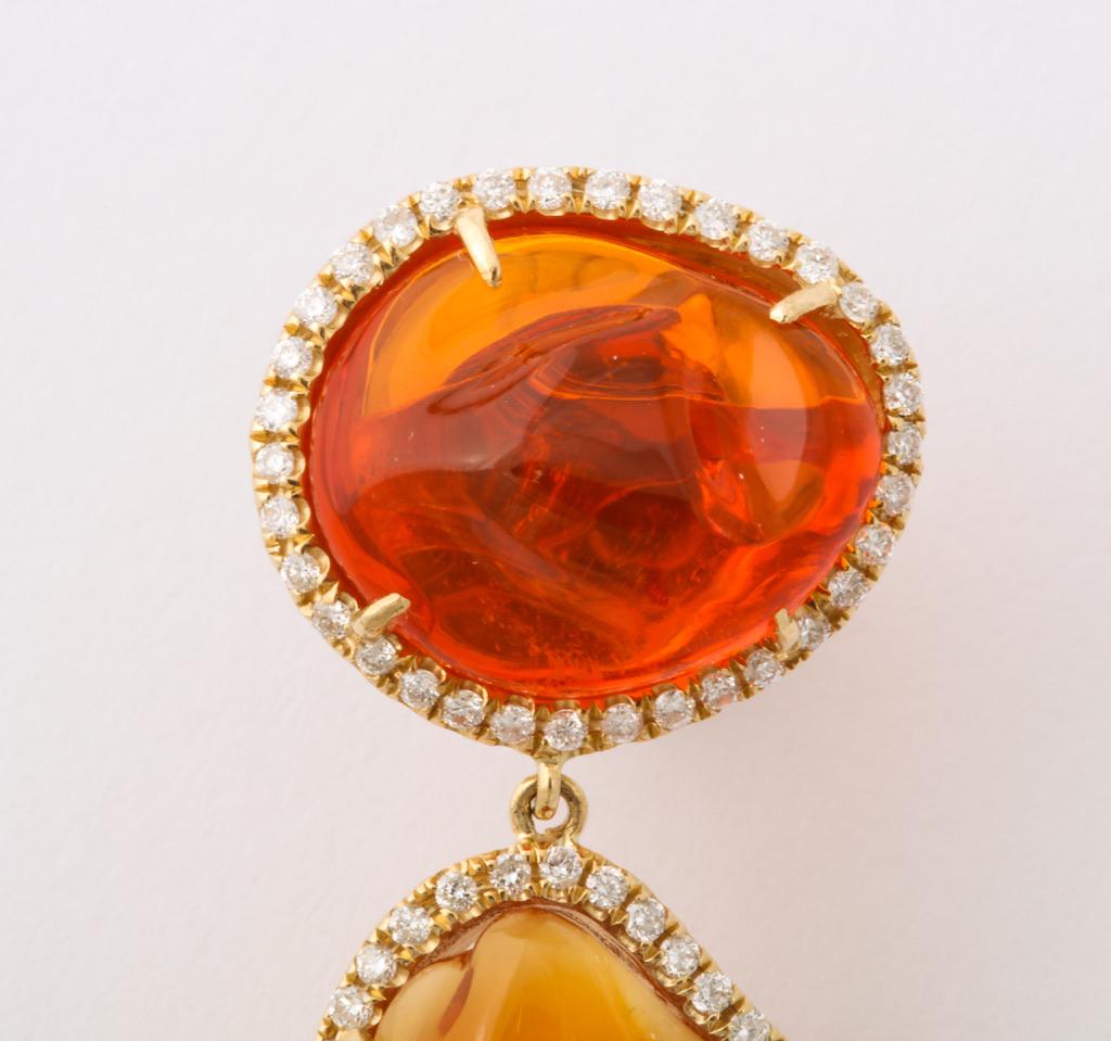 Women's Emerald Fire Opal Diamond Gold Earclips