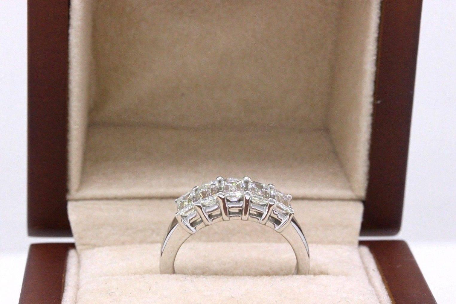 Emerald Five-Stone 1.50 Carat Diamond Wedding Band Ring 14k White Gold F VS 5