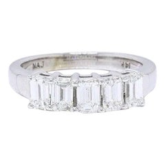 Emerald Five-Stone 1.50 Carat Diamond Wedding Band Ring 14k White Gold F VS