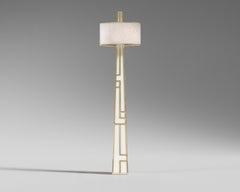 Emerald Floor Lamp Polished Bronze And Shagreen Leather by Palena Furniture