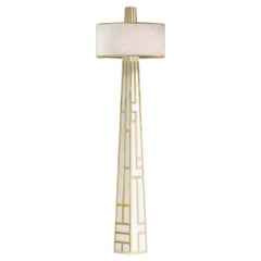 Emerald Floor Lamp Polished Bronze And Shagreen Leather by Palena Furniture