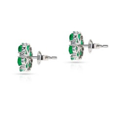 Emerald Floral and Diamond Stud Earrings, 18k