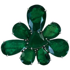 Used Spectra Fine Jewelry, GRS Certified Colombian Emerald Flower Ring Pendant