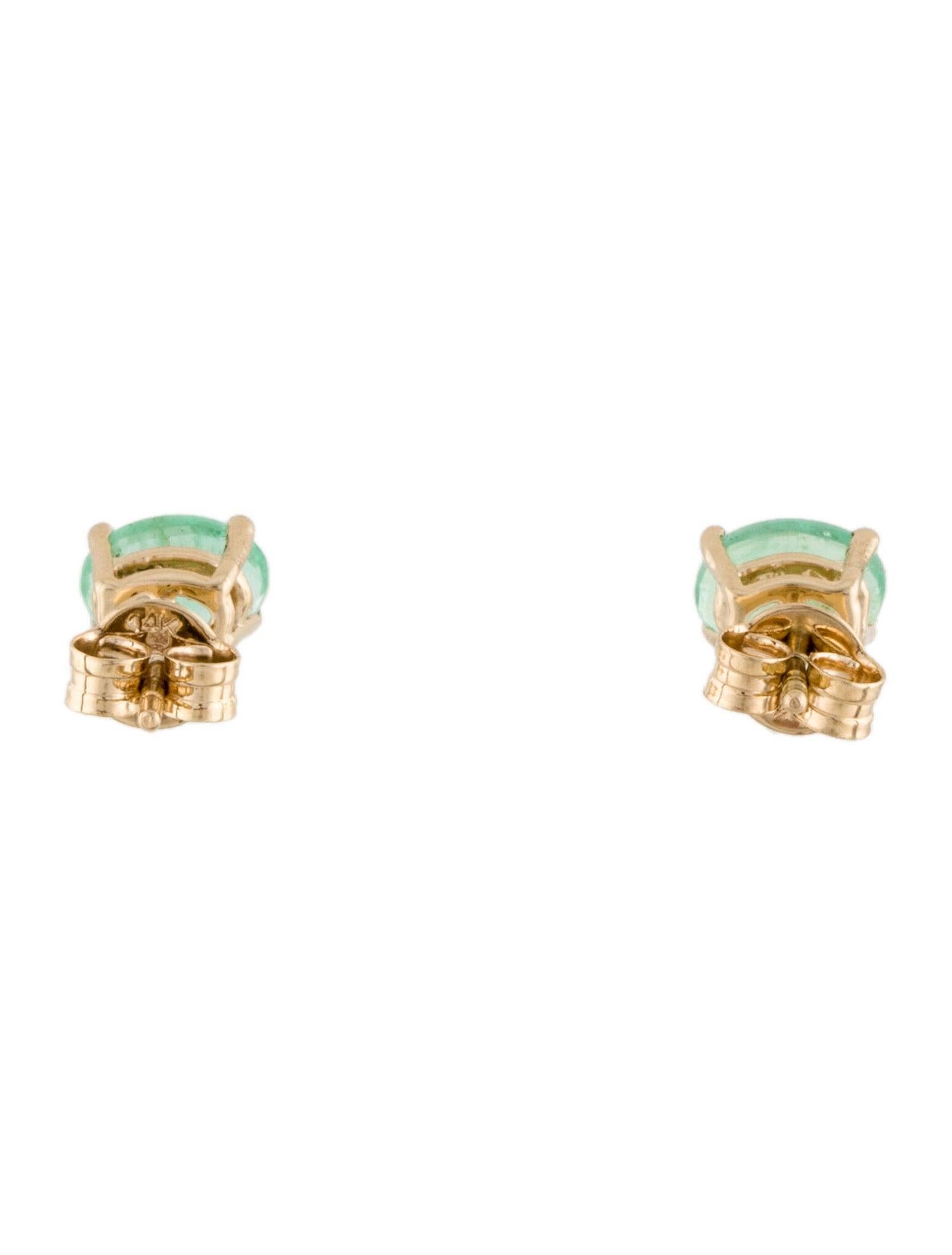 Women's Elegant 14K Emerald Stud Earrings - Classic Gemstone Jewelry For Sale