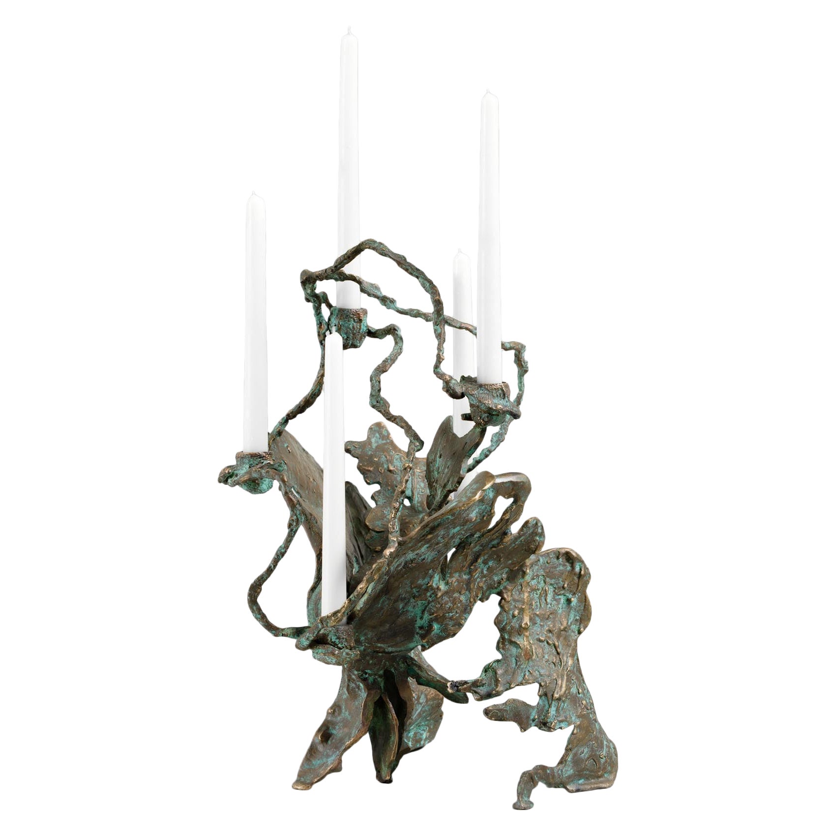 Emerald Garden Candle Holder Large in Brass, Viya by Vikram Goyal