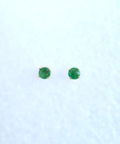 Emerald Gemstone and Gold Stud Earrings