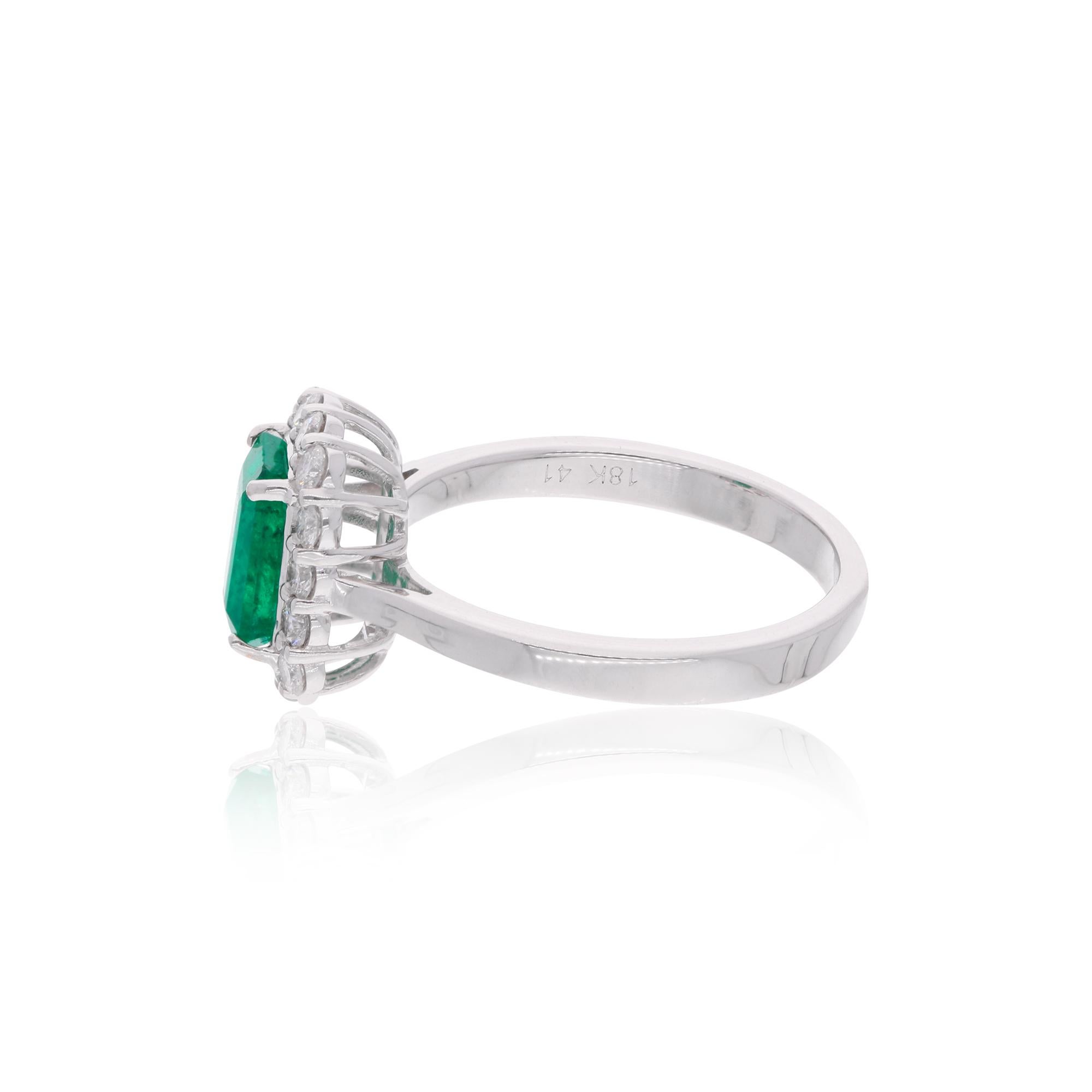 Item Code :- SER-22710
Gross Wt. :- 4.42 gm
18k Solid White Gold Wt. :- 4.10 gm
Natural Diamond Wt. :- 0.45 Ct. ( AVERAGE DIAMOND CLARITY SI1-SI2 & COLOR H-I )
Zambian Emerald Wt. :- 1.16 Ct.
Ring Size :- 7 US & All size available

✦