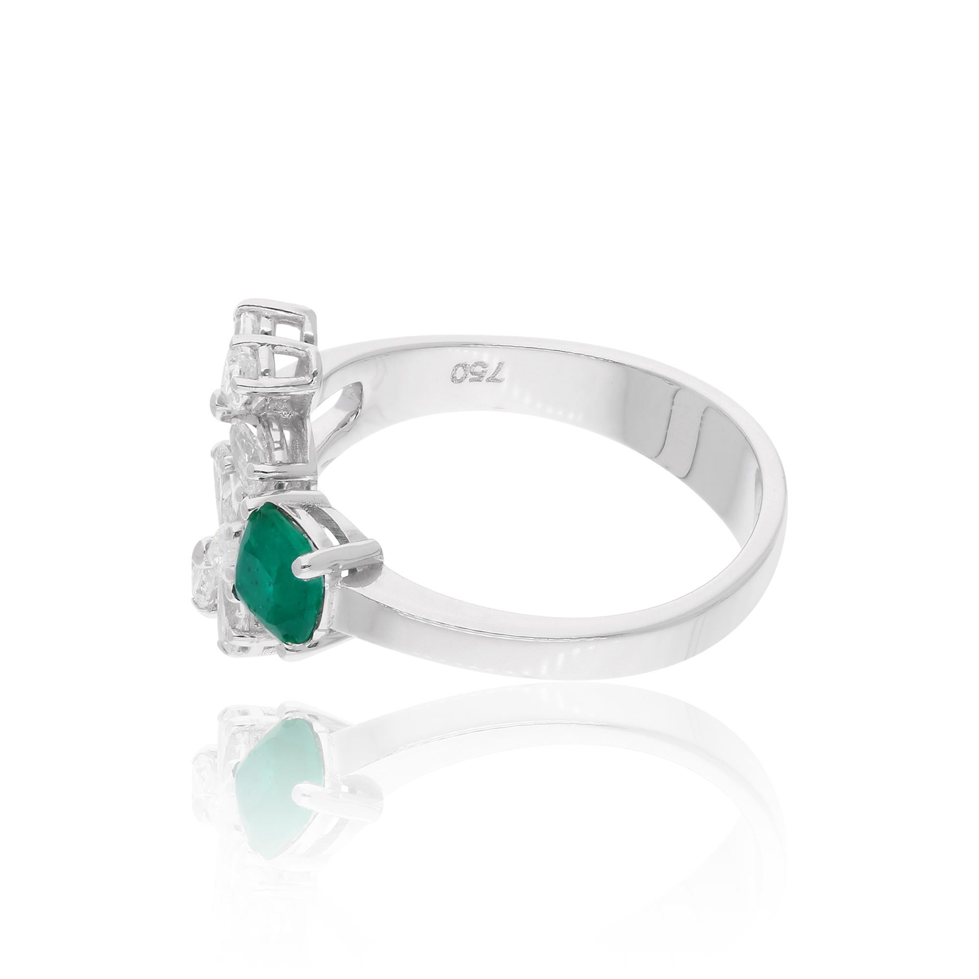 Item Code :- SER-22857
Gross Wt. :- 4.25 gm
18k Solid White Gold Wt. :- 4.04 gm
Natural Diamond Wt. :- 0.55 Ct. ( AVERAGE DIAMOND CLARITY SI1-SI2 & COLOR H-I )
Natural Emerald Wt. :- 0.52 Ct.
Ring Size :- 7 US & All size available

✦