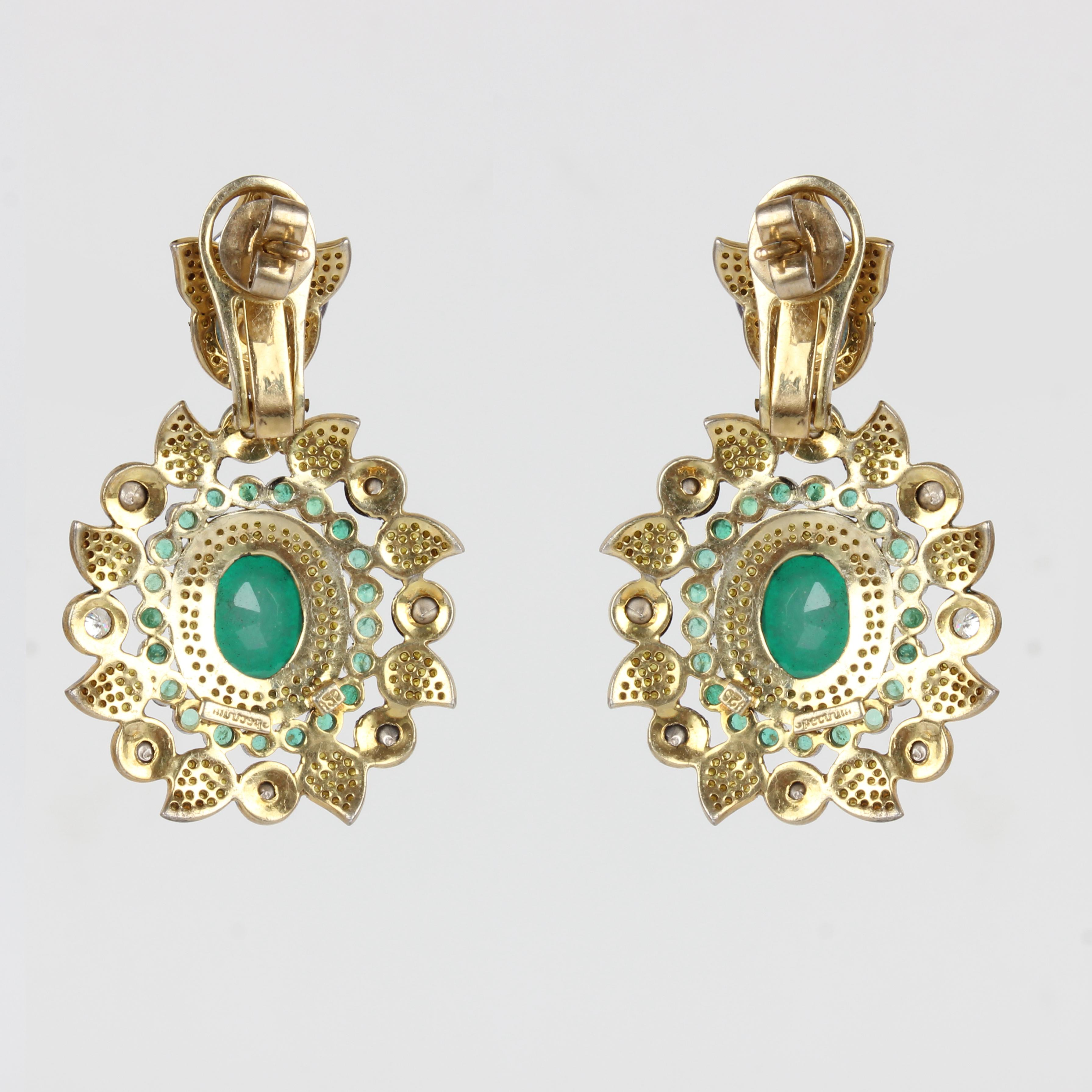 Boucles d'oreilles pendentifs en pierre d'émeraude Bague Ensemble Saphir Jaune Argent Bijoux Vintage en vente 5