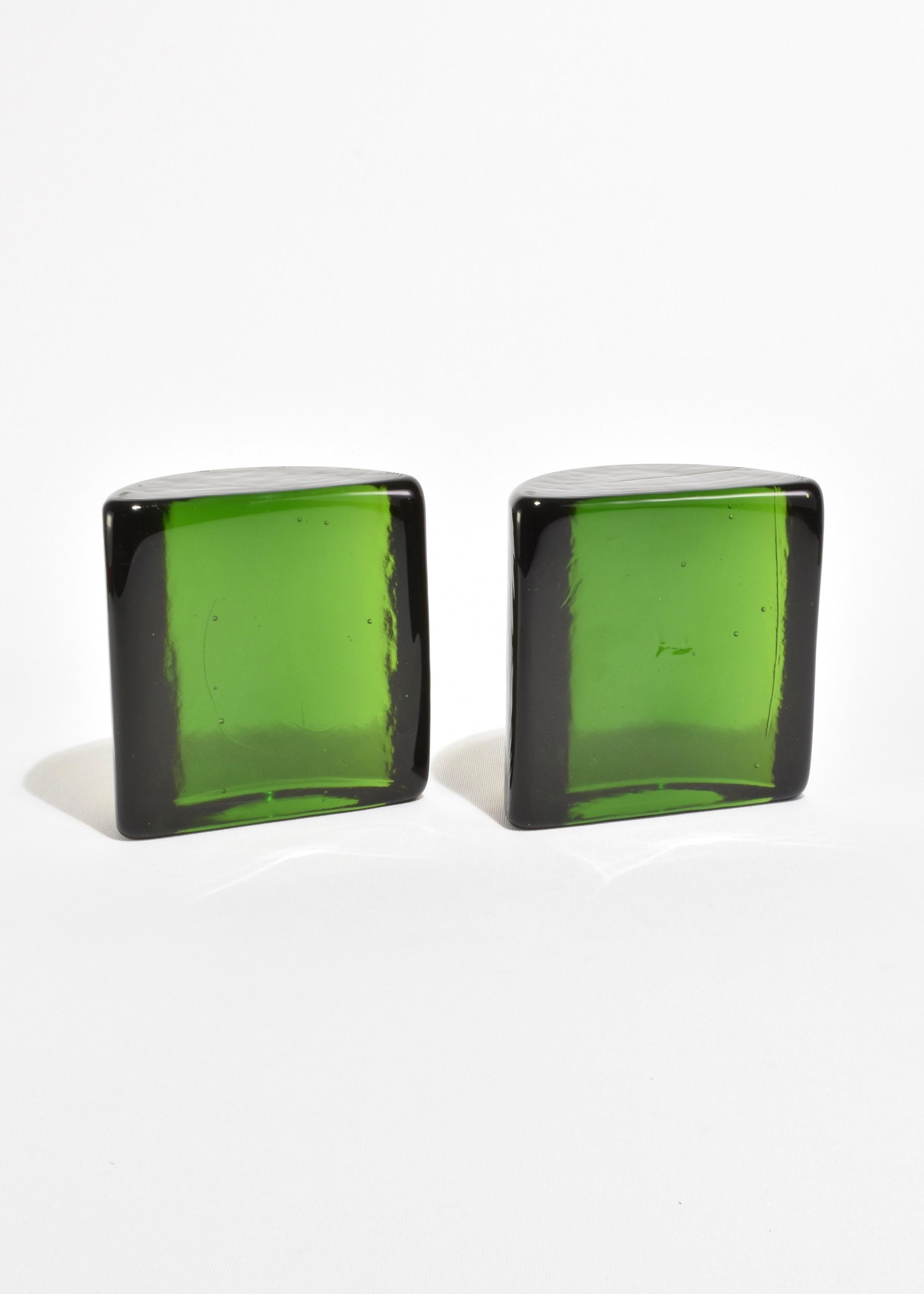 20th Century Emerald Glass Bookends