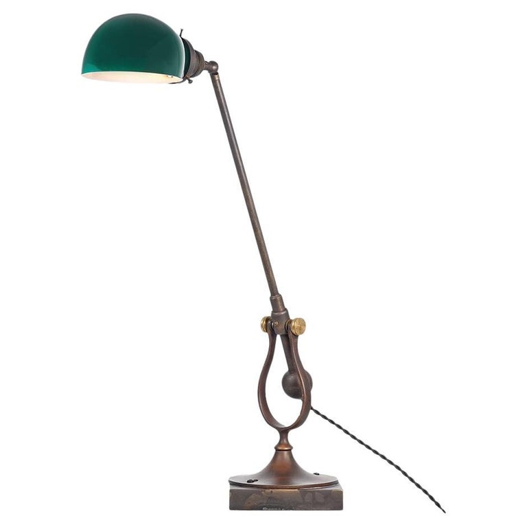 Emerald Glass Counter Weight Table Lamp For Sale at 1stDibs