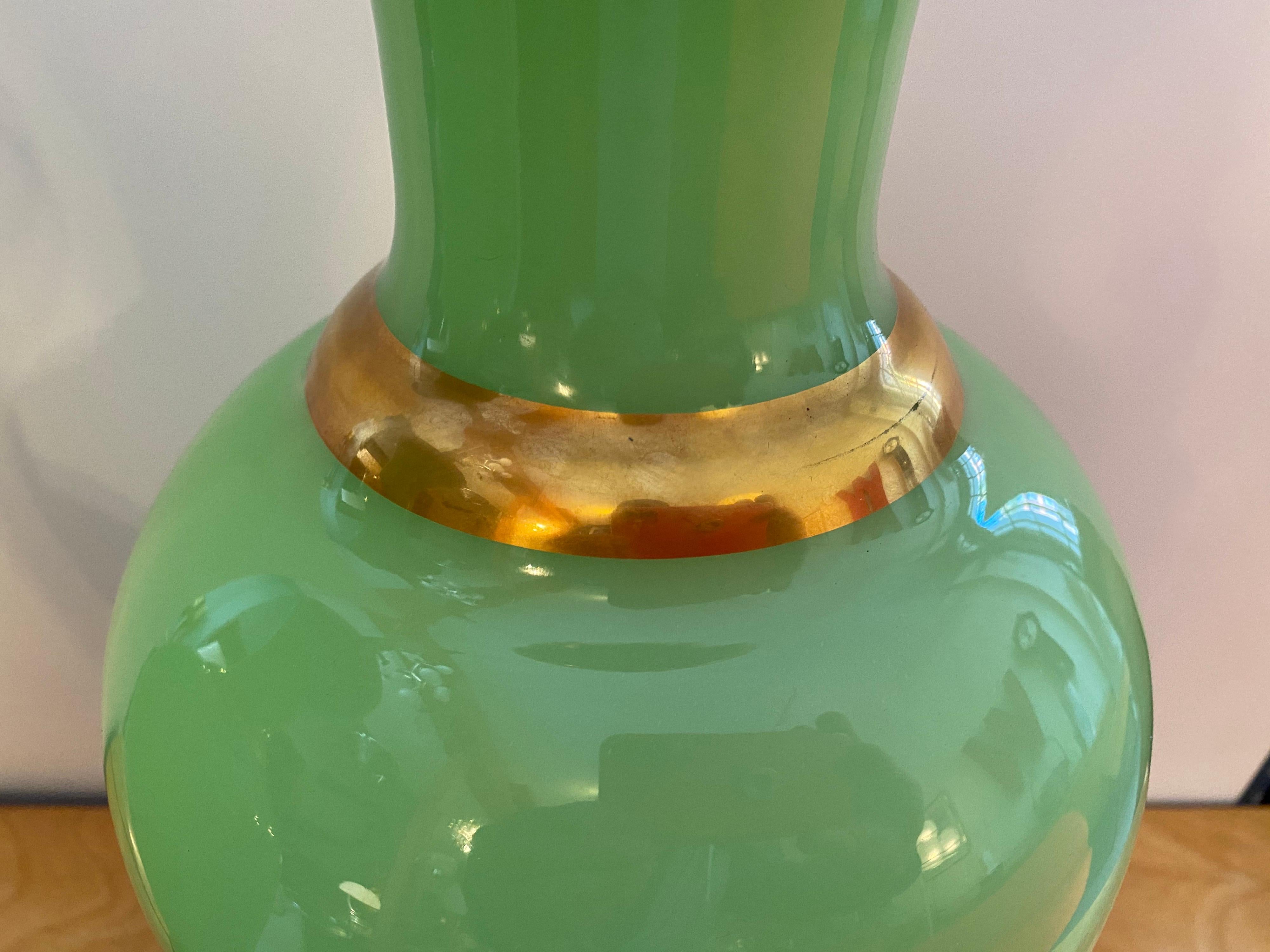 Emerald Glass Table Lamps In Good Condition In Philadelphia, PA