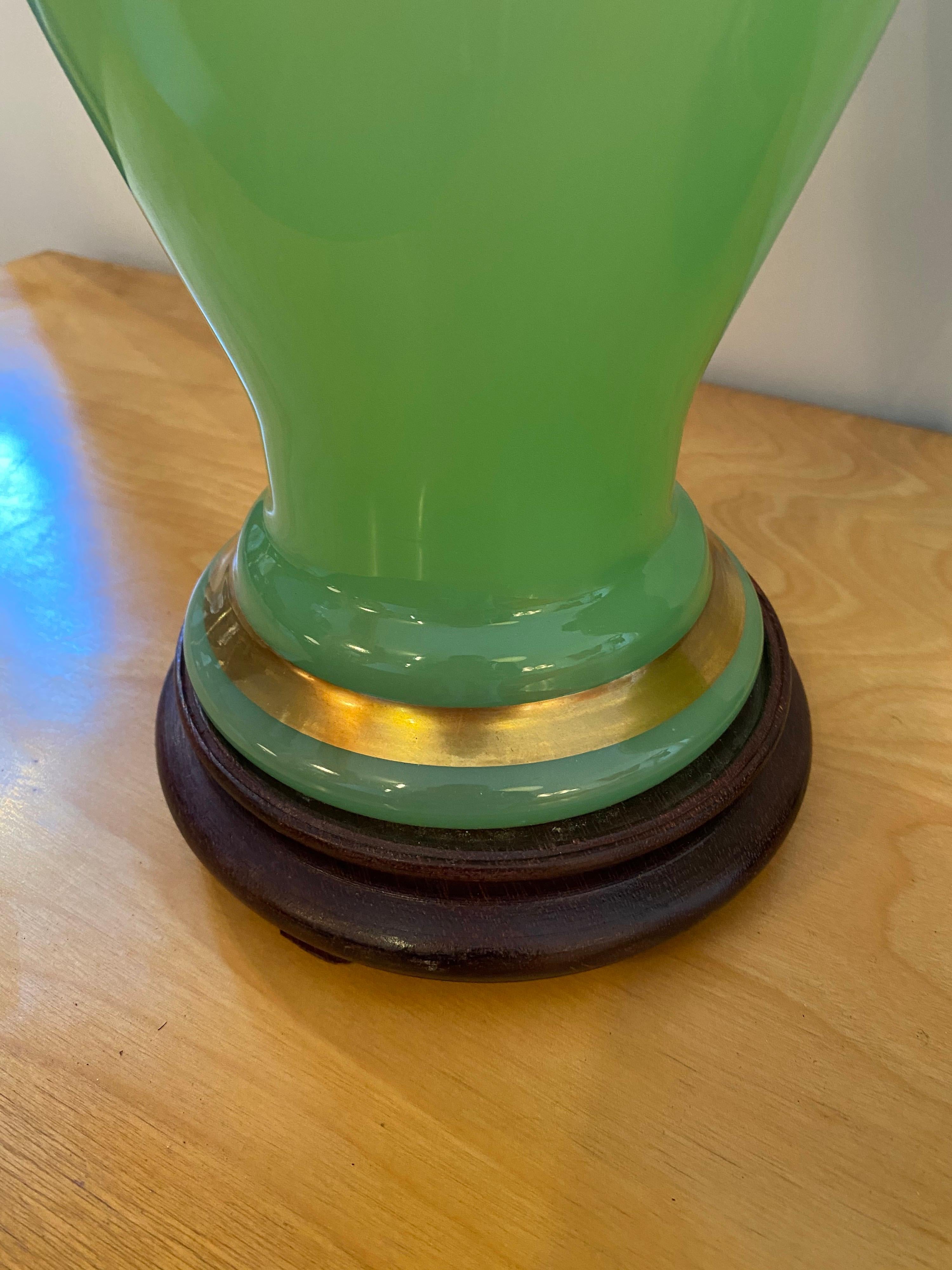 Mid-20th Century Emerald Glass Table Lamps