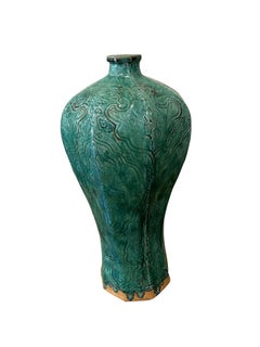 Emerald Glaze Octagonal Shaped Vase, China, Contemporary