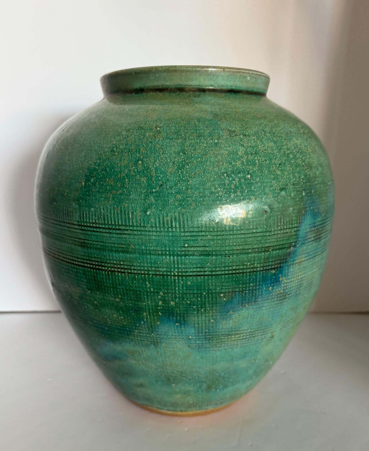 Chinese Emerald Glazed Vase, China, Contemporary