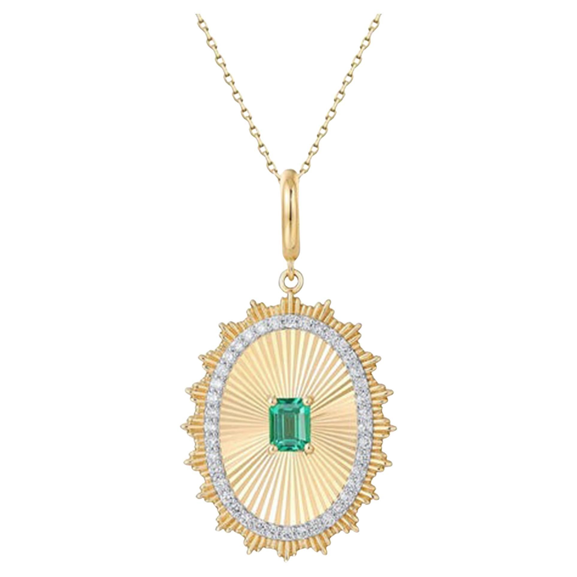 Emerald Glide Diamond 14K (or 18k upon request) Yellow Gold Pendant Necklace