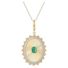 Emerald Glide Diamond 14K (or 18k upon request) Yellow Gold Pendant Necklace