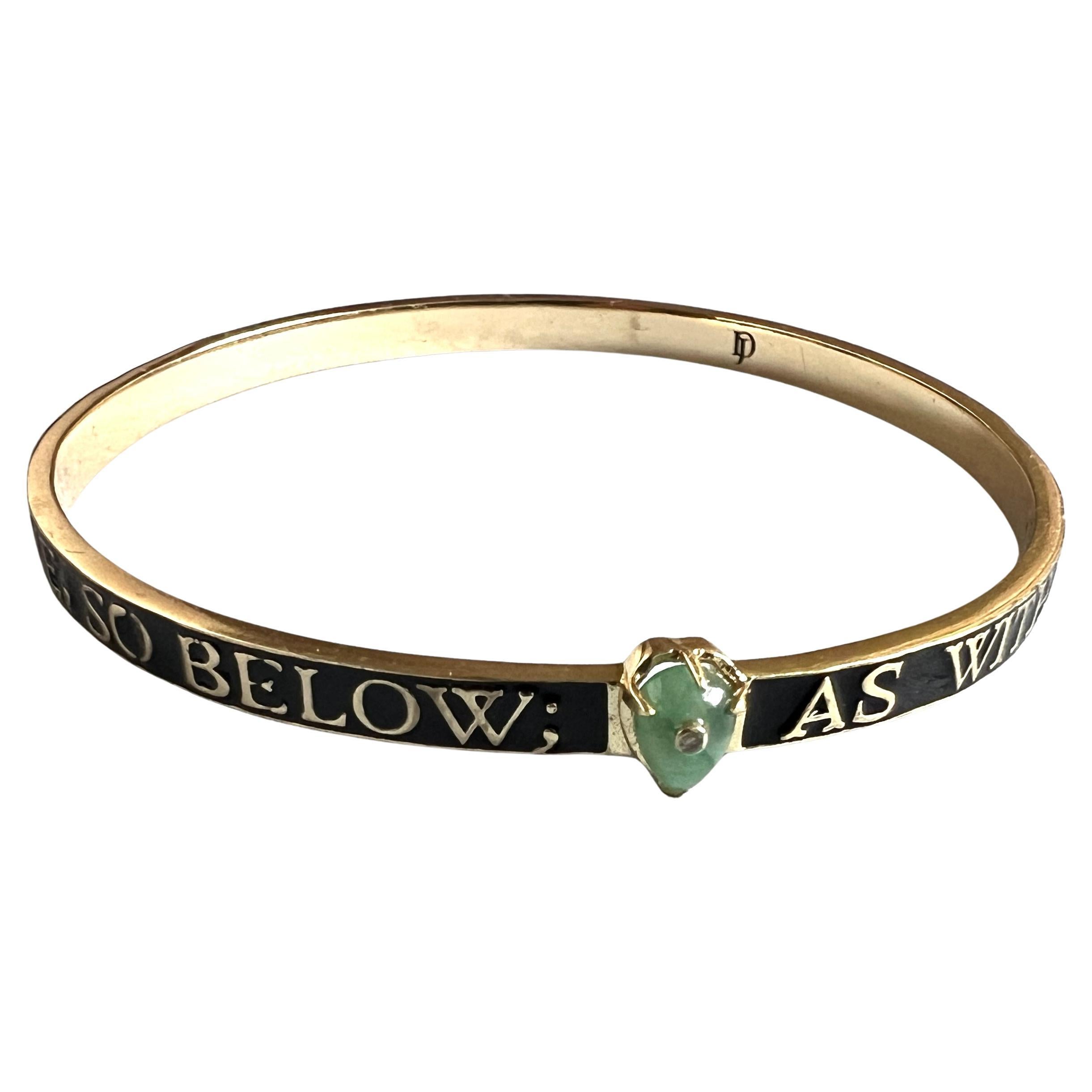 Emerald Gold Bangle Black Enamel Diamond