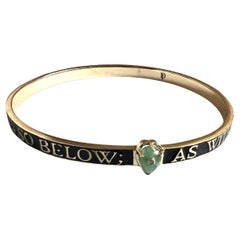 Emerald Gold Bangle Black Enamel Diamond