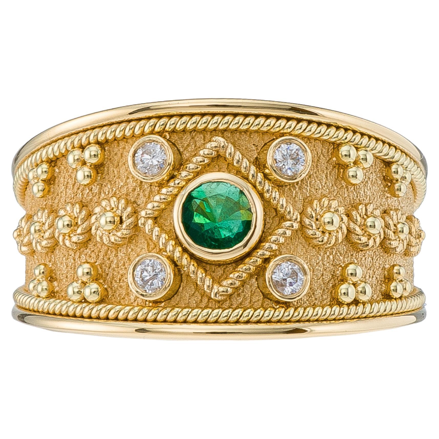 Emerald Gold Byzantine Ring