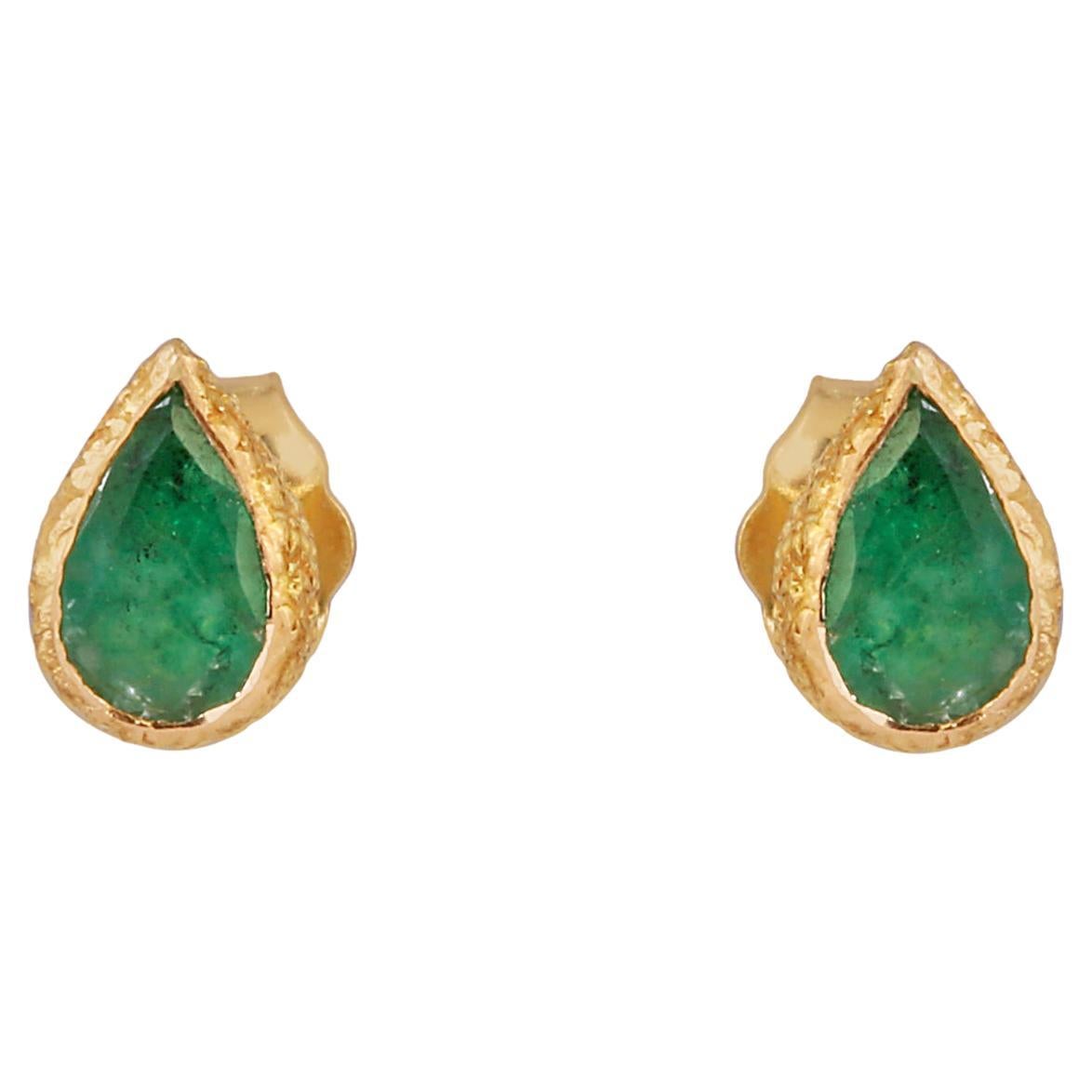 18k Gold with 0.96cts Emerald Earring For Sale at 1stDibs