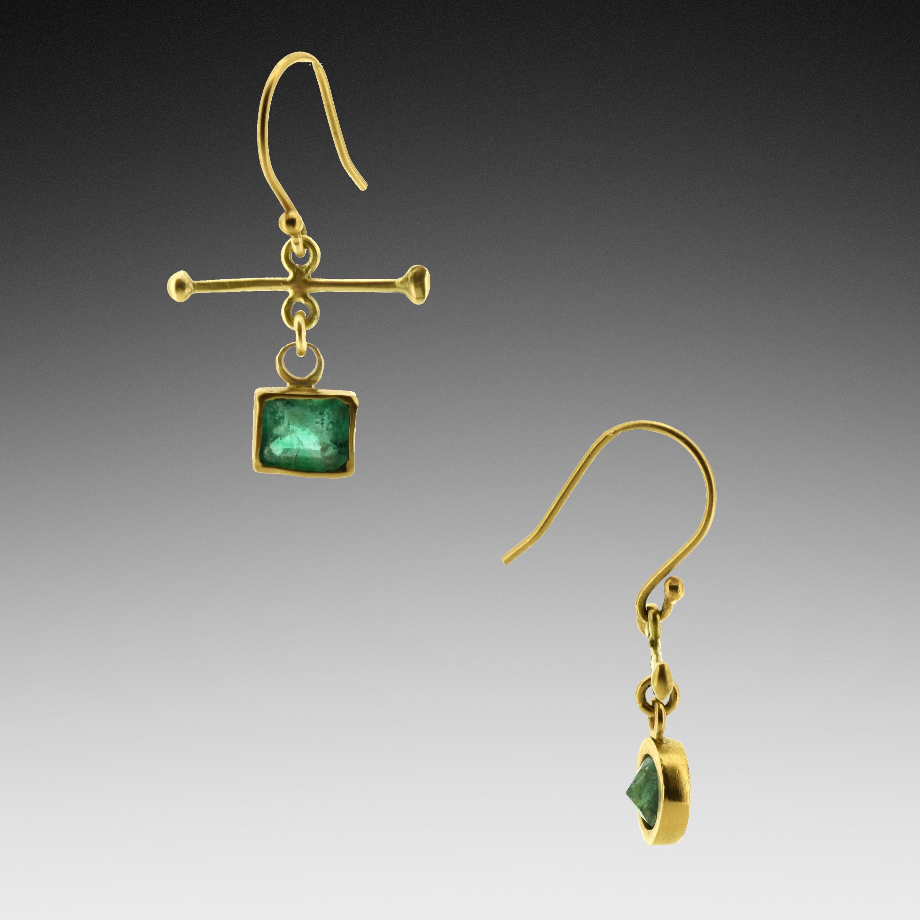 Emerald Cut Emerald Gold Earrings