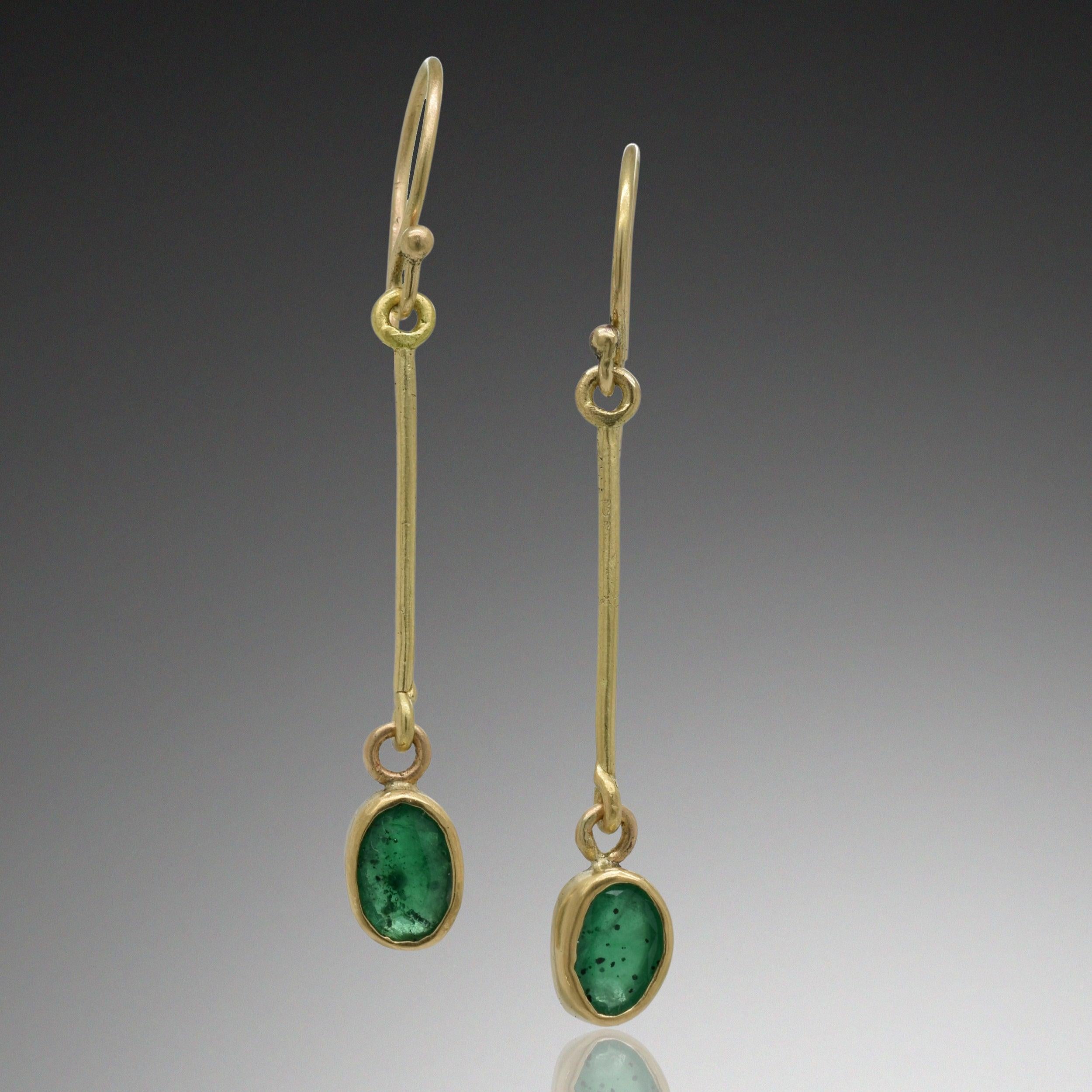 Oval Cut Emerald Gold Earrings For Sale