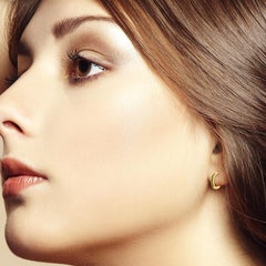 Emerald Gold Huggie Hoop Earrings