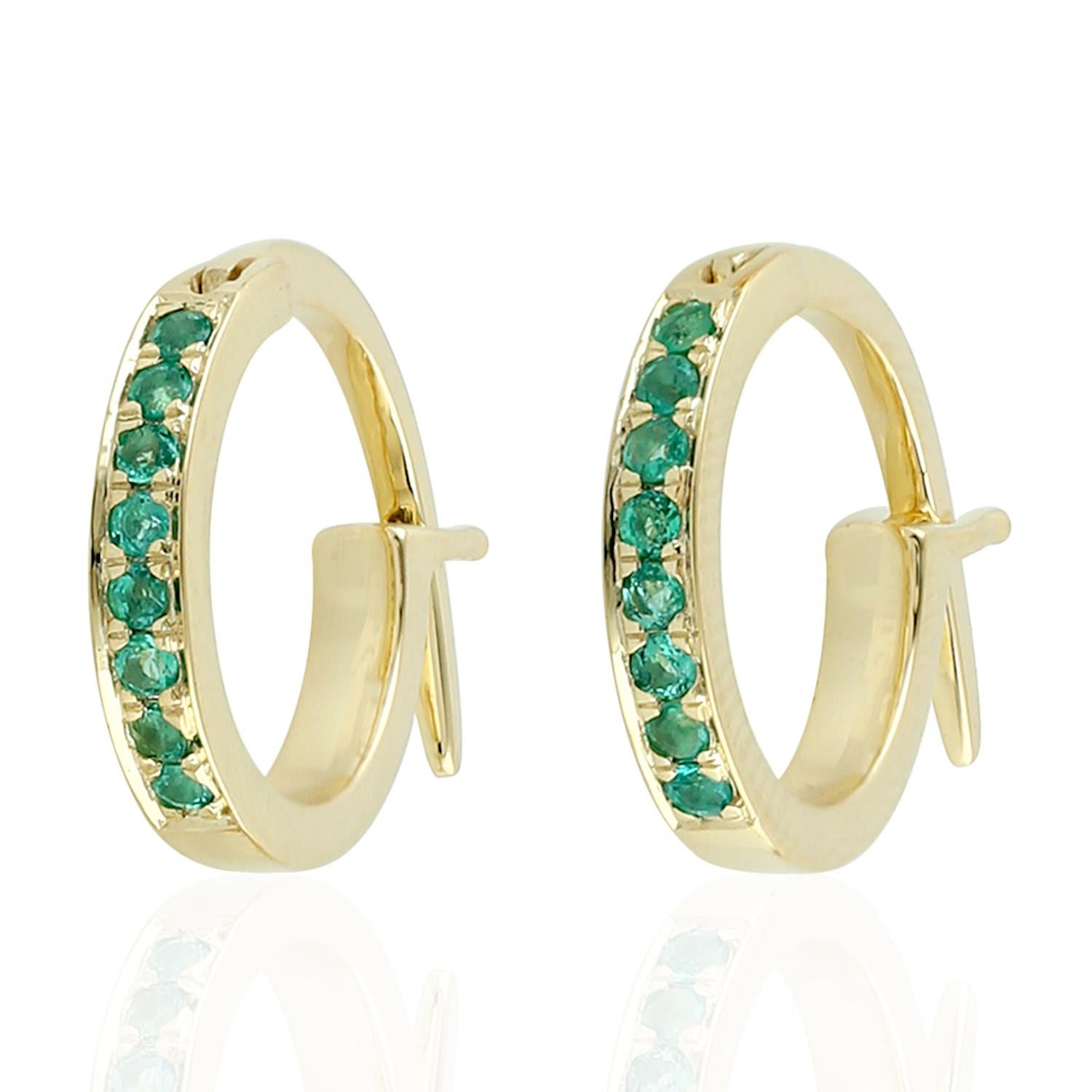 gold and emerald hoop earrings