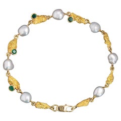 Emerald, Gold Nugget & Keshi Pearl Bracelet Circa 2000s