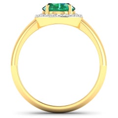 Emerald Gold Ring, 14 Karat Gold Emerald and Diamond Ring, 1.87 Carat