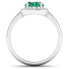 Emerald Gold Ring, 14 Karat Gold Emerald and Diamond Ring, 1.87 Carat