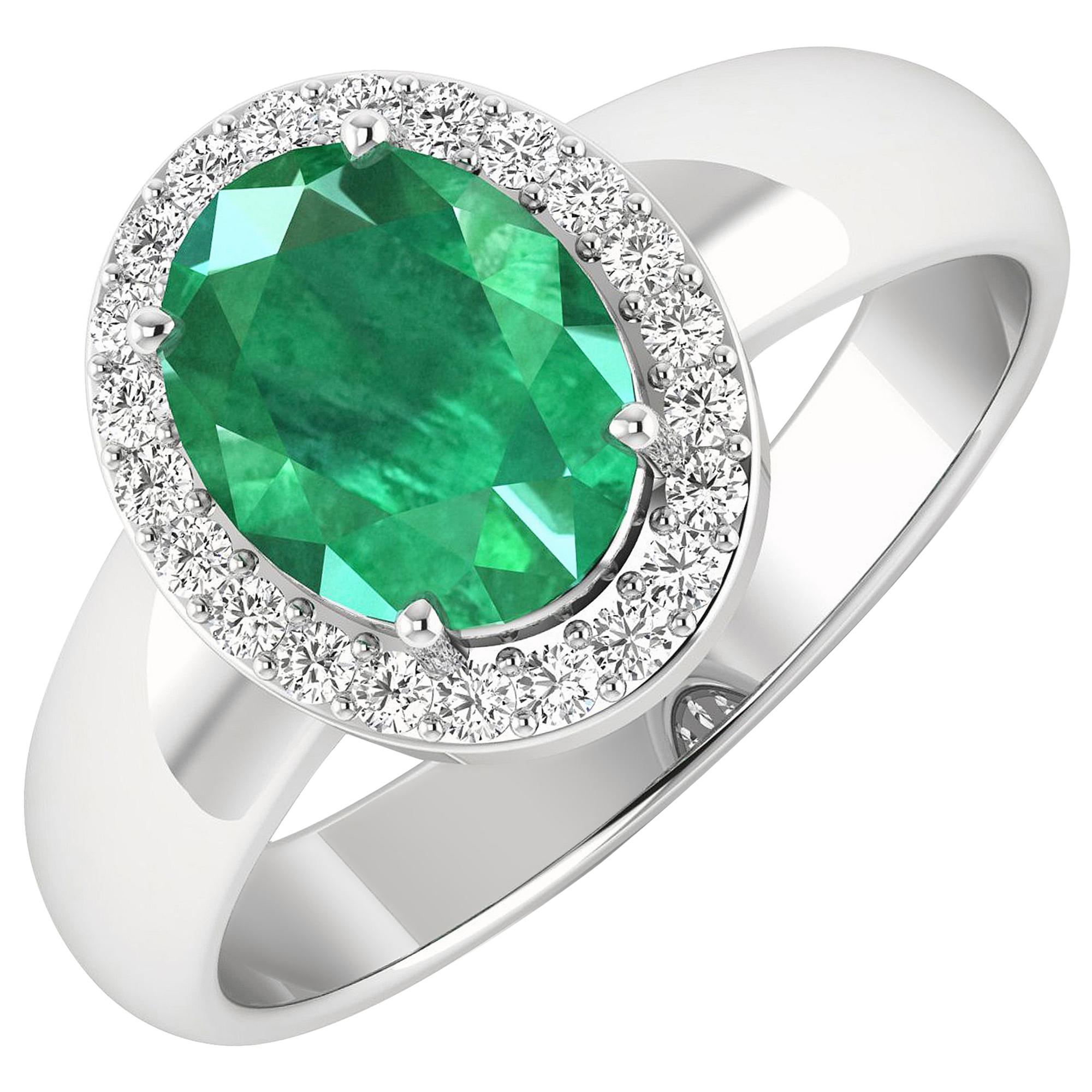 Emerald Gold Ring, 14 Karat Gold Emerald and Diamond Engagement Ring, 1