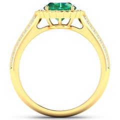 Emerald Gold Ring, 14 Karat Gold Emerald and Diamond Ring, 2.07 Carat