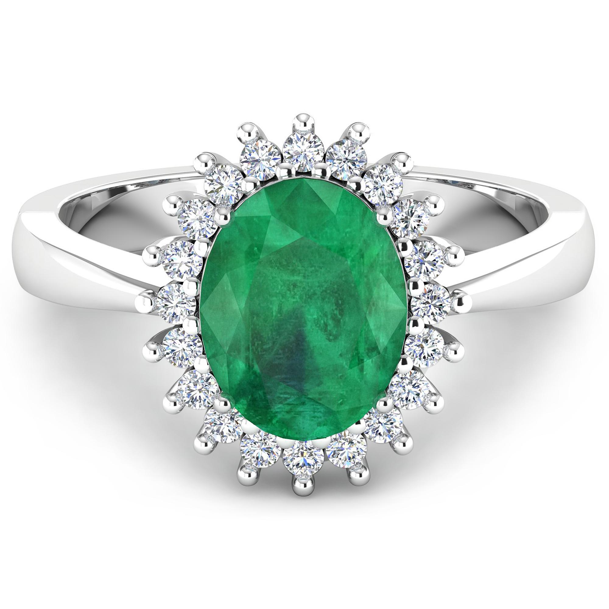 Contemporary Emerald Gold Ring, 14 Karat Gold Emerald and Diamond Ring, 1.29 Carat For Sale