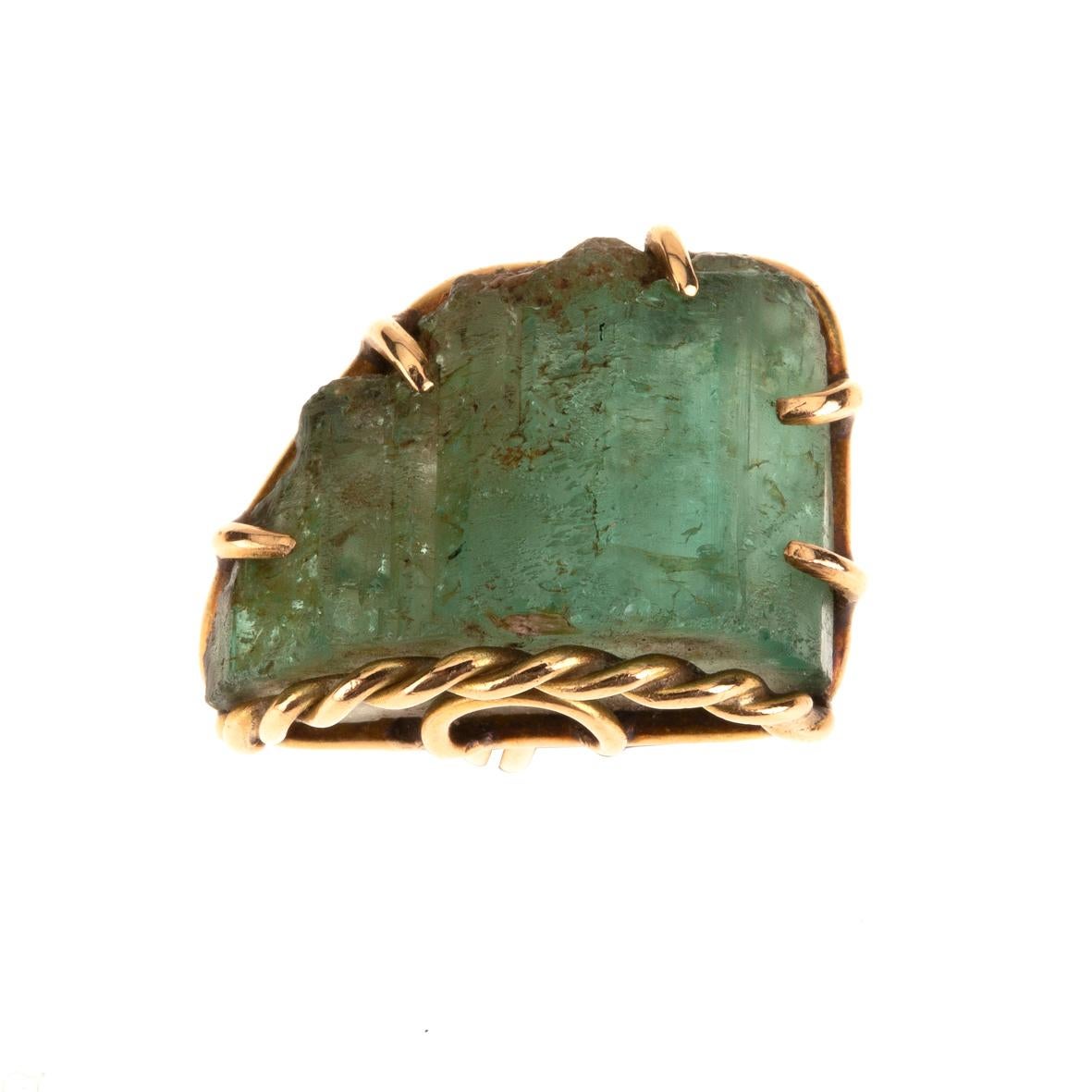 Very special and rare Row emerald cts 24 ring ,  18 k yellow gold gr 14 very refined , size 13 eu.
All Giulia Colussi jewelry is new and has never been previously owned or worn. Each item will arrive at your door beautifully gift wrapped in our