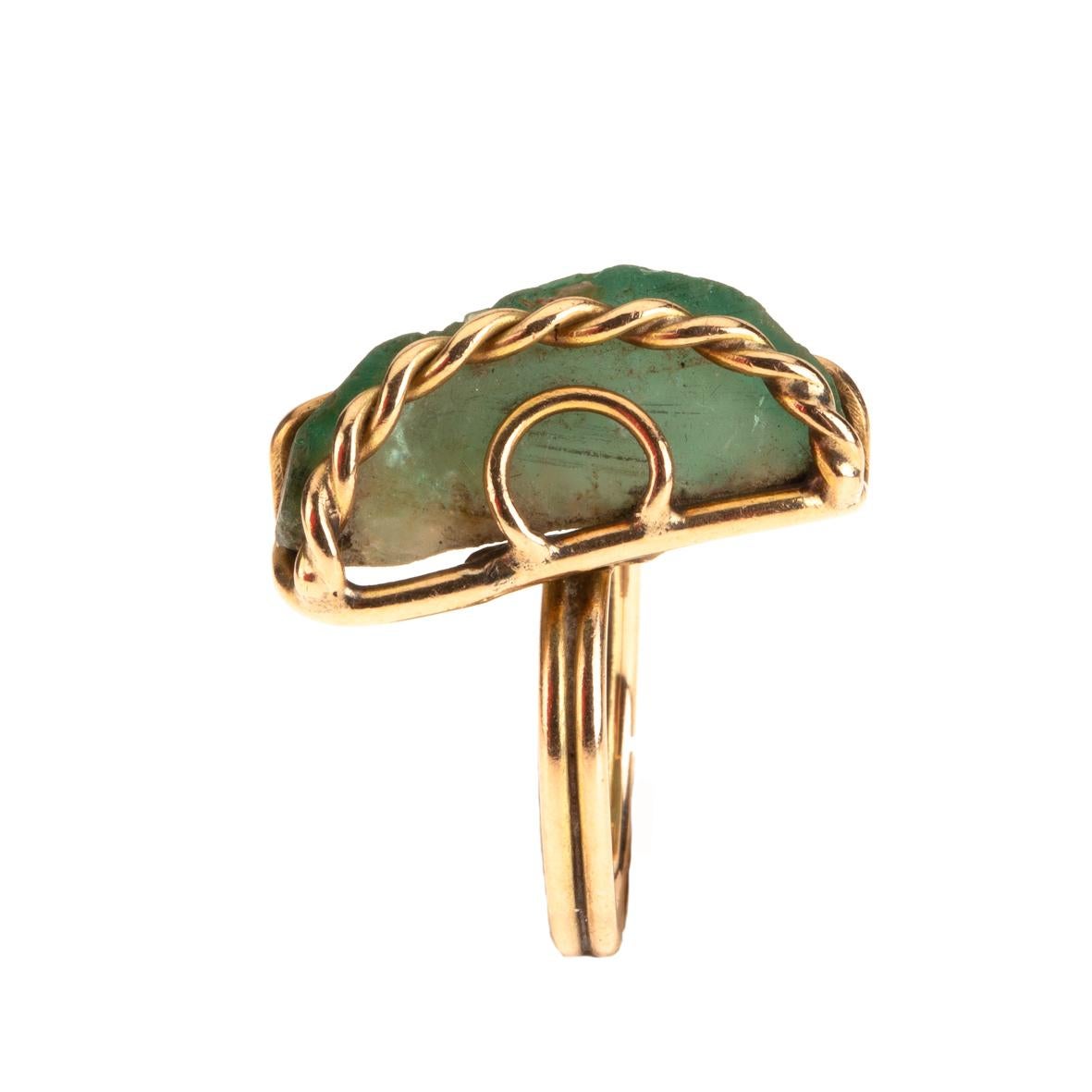 Women's or Men's Emerald Gold Ring For Sale