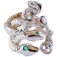 Emerald Snake Ring Gold Cocktail Ring J Dauphin