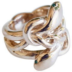 Emerald Gold Snake Ring Victorian Style Cocktail Ring J Dauphin