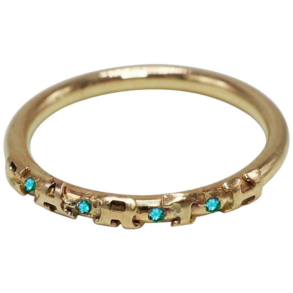 Emerald Gold Ring Stackable Earth Amazon Rainforest Ring J Dauphin